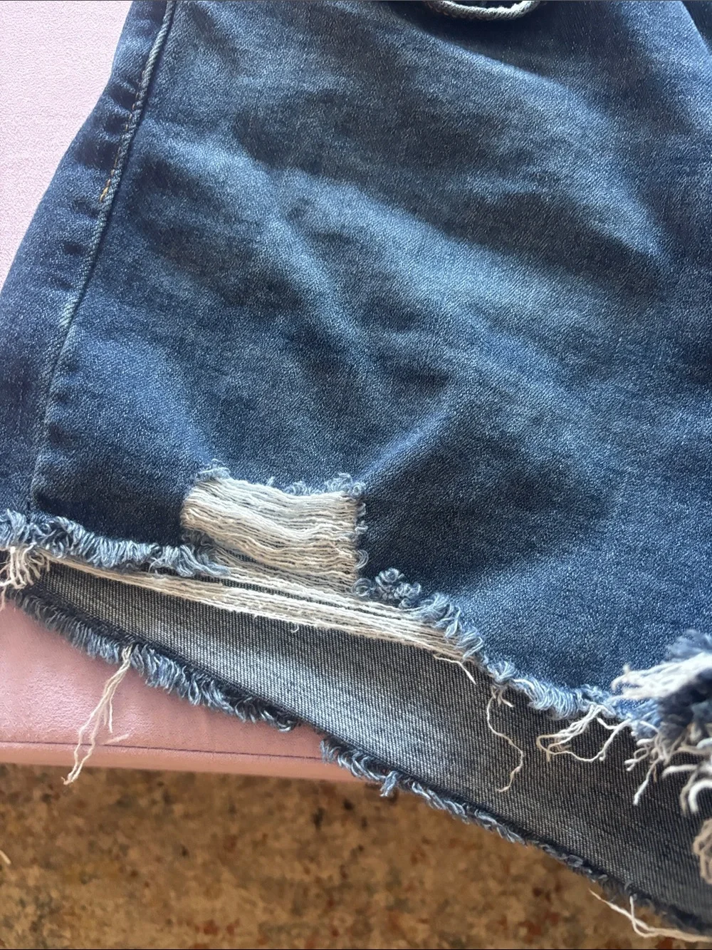 Levi's Dark Indigo Distressed Denim Shorts
